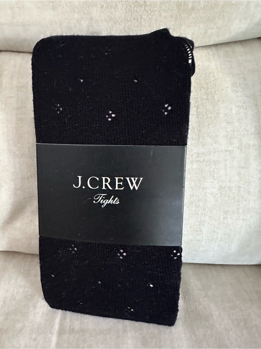 J. Crew Black Knit Tights with Subtle Eyelet